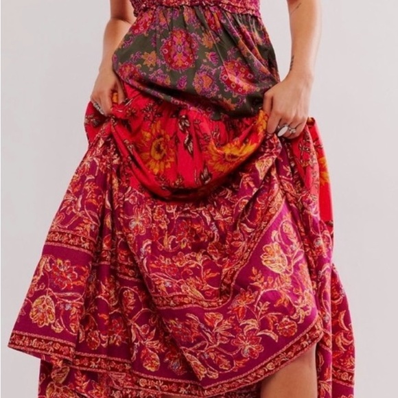 Free People Bluebell Maxi, Magenta Combo, Size Large - Picture 3 of 13